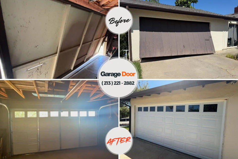 Before and after: garage door repair Agoura Hills, CA